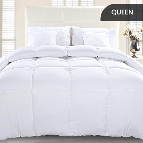 Quilted Comforter Insert with Box Stitched Design - Queen