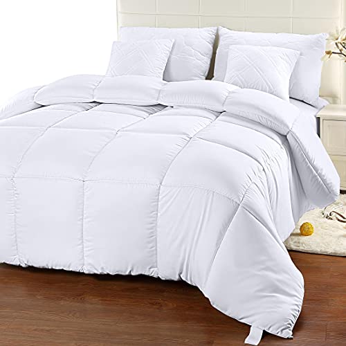 Quilted Comforter Insert with Box Stitched Design - Queen
