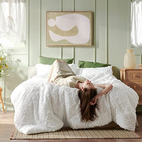 White Boho Tufted Shabby Chic Full Size Bedding
