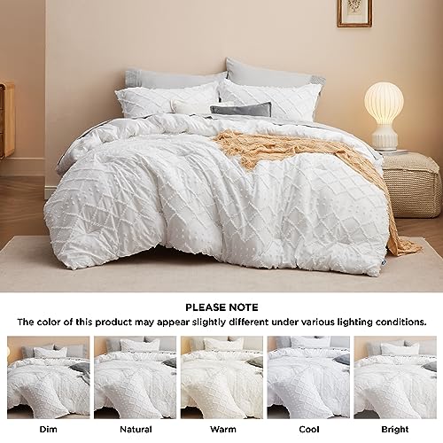 White Boho Tufted Shabby Chic Full Size Bedding