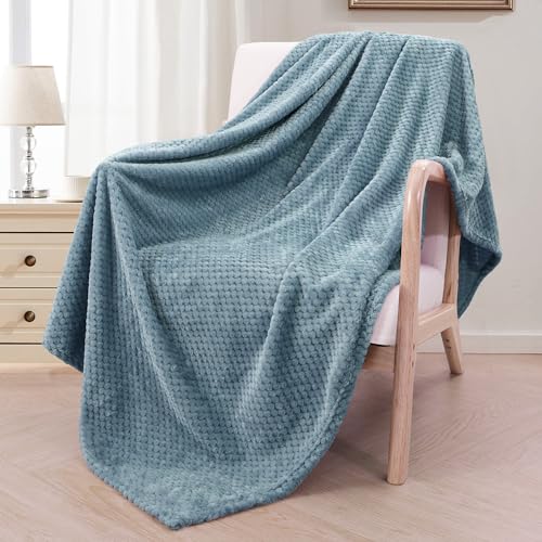 Cozy Slate Blue Fleece Throw Blanket for Home
