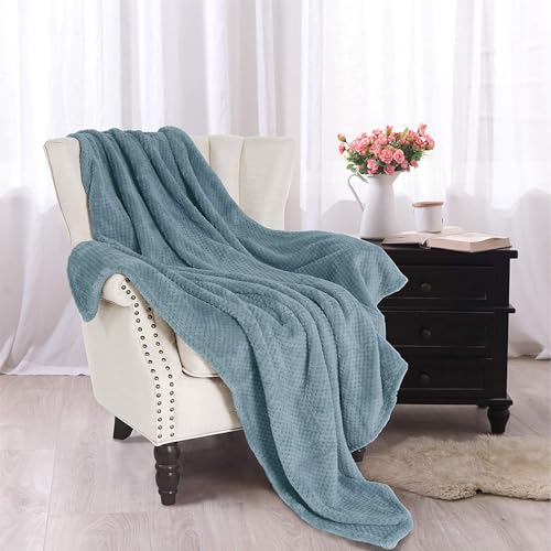 Cozy Slate Blue Fleece Throw Blanket for Home