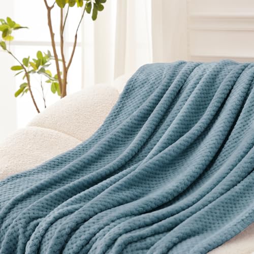 Cozy Slate Blue Fleece Throw Blanket for Home