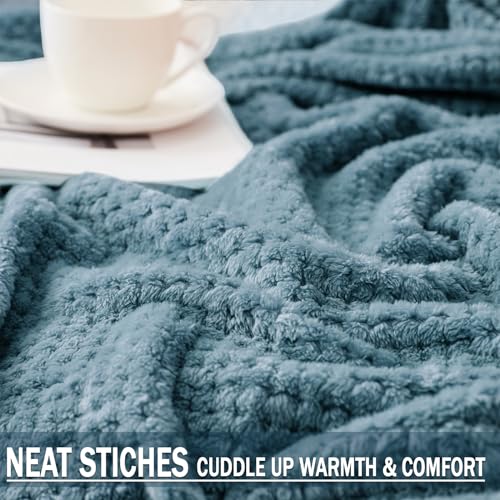 Cozy Slate Blue Fleece Throw Blanket for Home