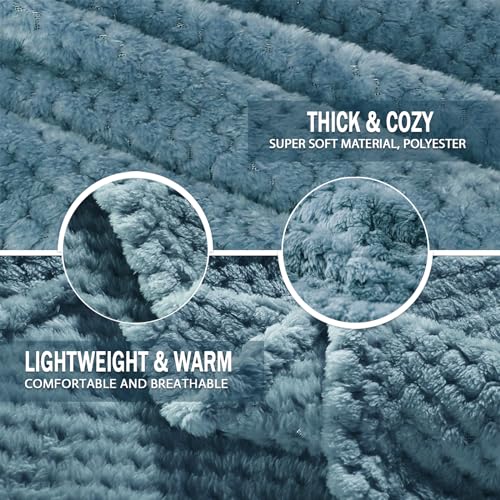 Cozy Slate Blue Fleece Throw Blanket for Home