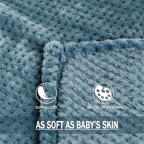 Cozy Slate Blue Fleece Throw Blanket for Home
