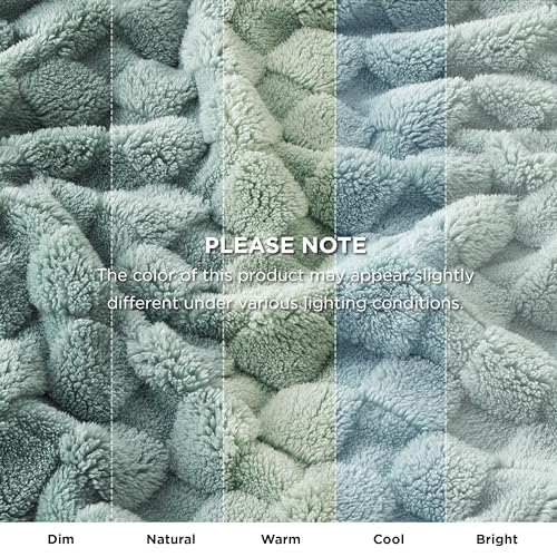 Sage Green Checkered Throw Blanket for Home Decor