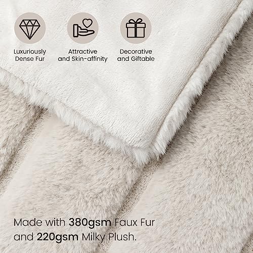 50x60 Inches Beige Faux Fur Cozy Throw Blanket