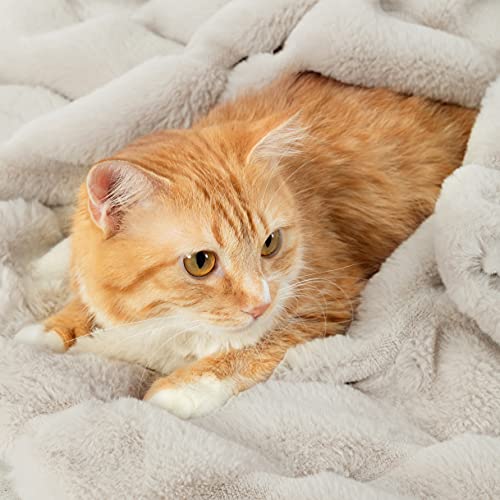 50x60 Inches Beige Faux Fur Cozy Throw Blanket