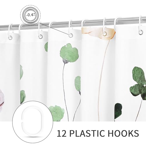 Watercolor Floral Shower Curtain Set, Sage Green Beige