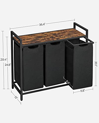 Rustic Brown and Black Laundry Sorter with Shelf