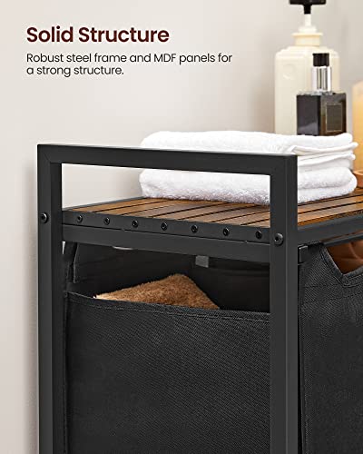 Rustic Brown and Black Laundry Sorter with Shelf