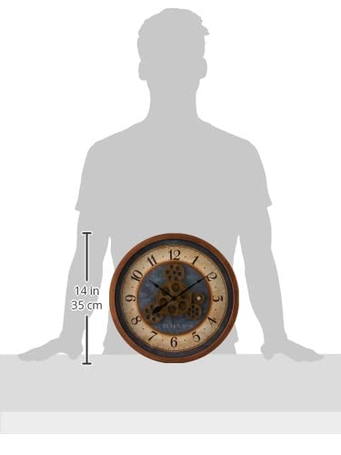 Bulova Gears in Motion Wall Clock, Brown Cherry