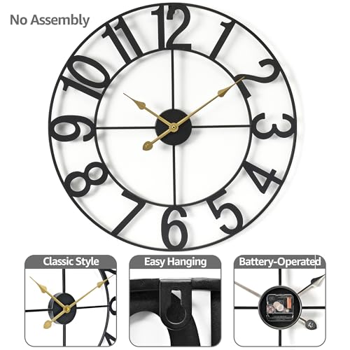 Sorbus Large 24 inch Wall Clock - Decorative Analog