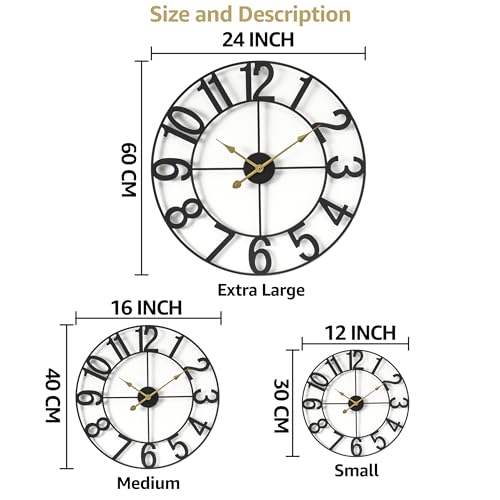 Sorbus Large 24 inch Wall Clock - Decorative Analog