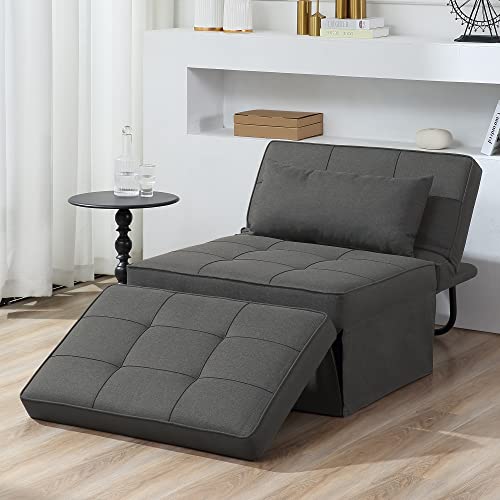 Modern Dark Grey Sofa Bed with Adjustable Backrest
