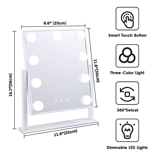 Hollywood Mirror Vanity with Touch Control & LED Bulbs