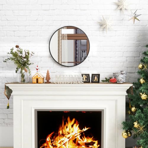 18 Inch Round Black Metal Wall Mirror
