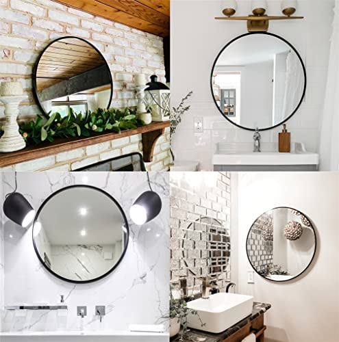 18 Inch Round Black Metal Wall Mirror