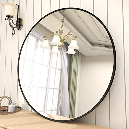 18 Inch Round Black Metal Wall Mirror