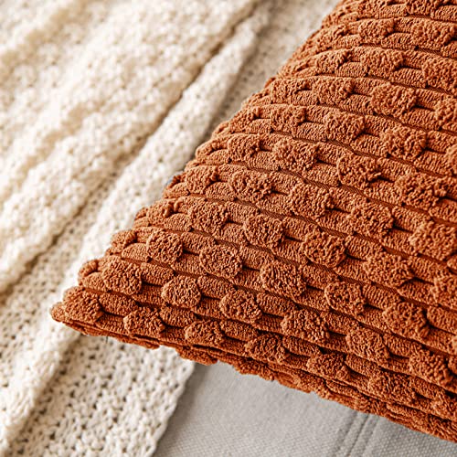 MIULEE Soft Corduroy Boho Striped Pillow Covers Set