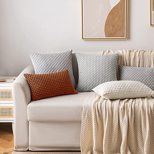 MIULEE Soft Corduroy Boho Striped Pillow Covers Set