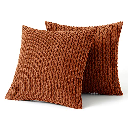 MIULEE Soft Corduroy Boho Striped Pillow Covers Set