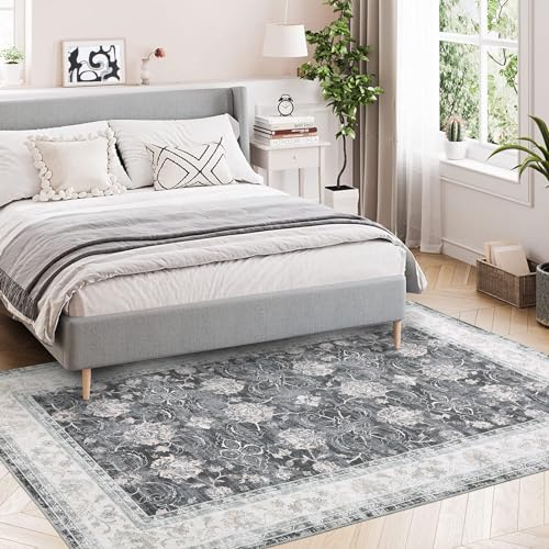 Boho Floral Area Rug for Living Room and Bedroom