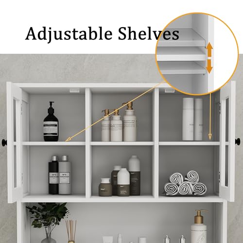 White Laundry Cabinet Hamper with Tilt-Out Double Doors