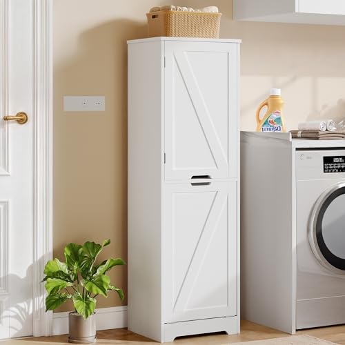 53" Tall Laundry Hamper Cabinet with Adjustable Shelves