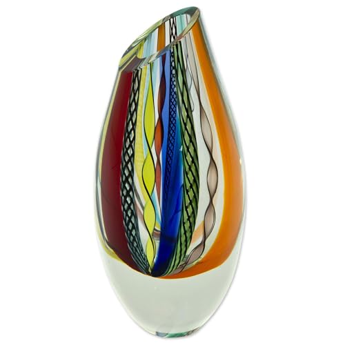 Ecofriendly Art Glass Vase with Carnival Color Fantasy