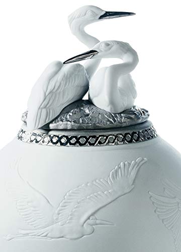 Silver Lustre Herons Realm Covered Vase