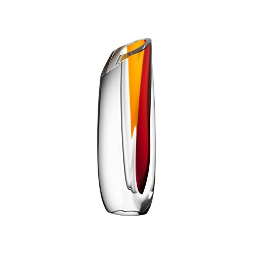 Red/Amber Crystal Vase by Kosta Boda, 14"x6.5
