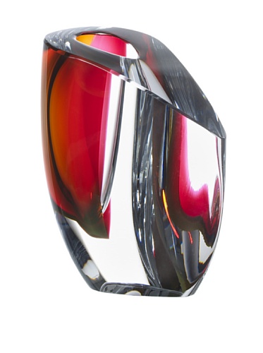 Small Grey and Red Kosta Boda Mirage Vase
