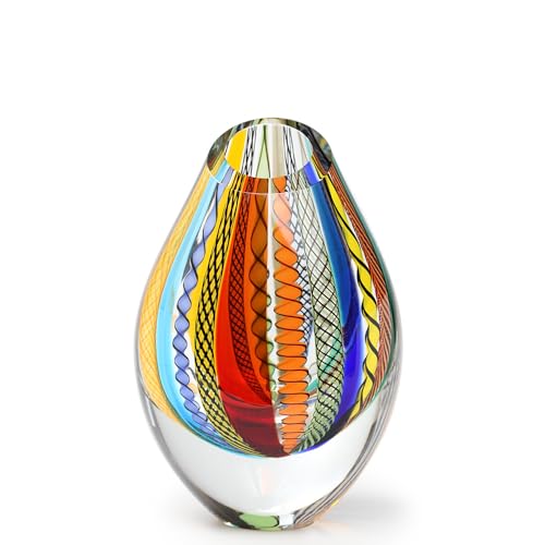 Hand Blown Murano-Style Hippie Glass Vase - Model Low