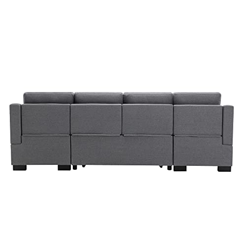 FANYE U-Shaped Sleeper Sectional Sofa with Reversible Storage Chaises