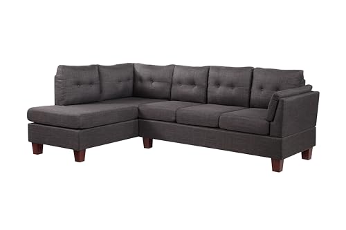 Modern Dalia Dark Gray Linen Sectional Sofa - Left Chaise