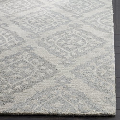 Handmade Modern Ivory & Grey Area Rug 9' x 12