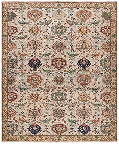 Ivory & Gold Hand-Knotted Area Rug 6' x 9