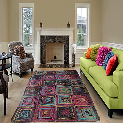 Multicolor Braided Jute Area Rug - 12' x 15