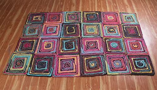 Multicolor Braided Jute Area Rug - 12' x 15