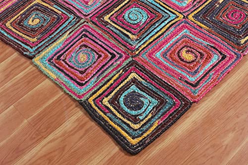 Multicolor Braided Jute Area Rug - 12' x 15