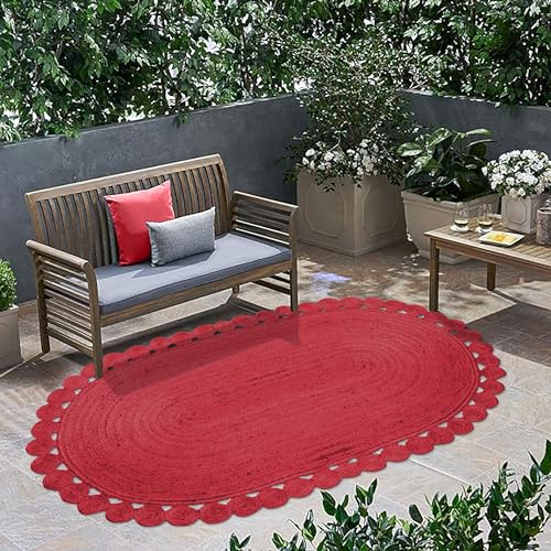 CASAVANI Oval 12x18 Braided Jute Area Rug