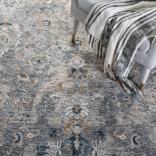 Vintage Grey & Gold Area Rug - 9' x 12