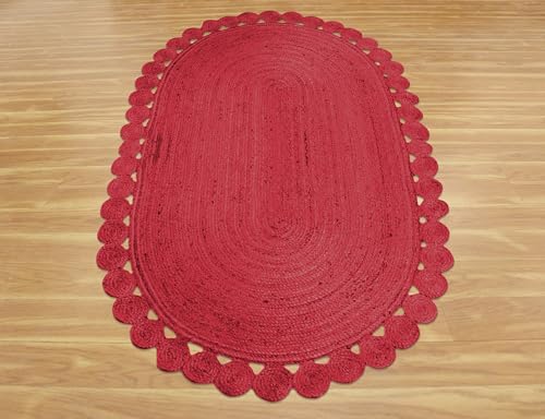 CASAVANI Oval 12x18 Braided Jute Area Rug