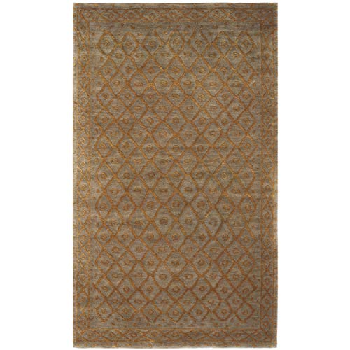 Luxurious Gold Hand-Knotted Tibetan Area Rug