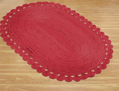 CASAVANI Oval 12x18 Braided Jute Area Rug