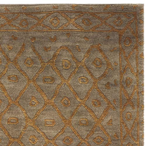 Luxurious Gold Hand-Knotted Tibetan Area Rug