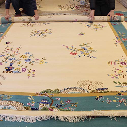 Floral Art Deco Wool Area Rug 8'x10