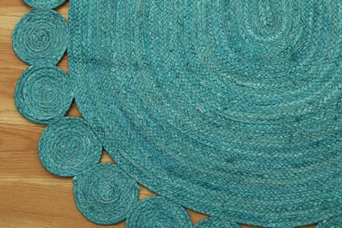 Turquoise Oval Kilim Braided Jute Area Rug